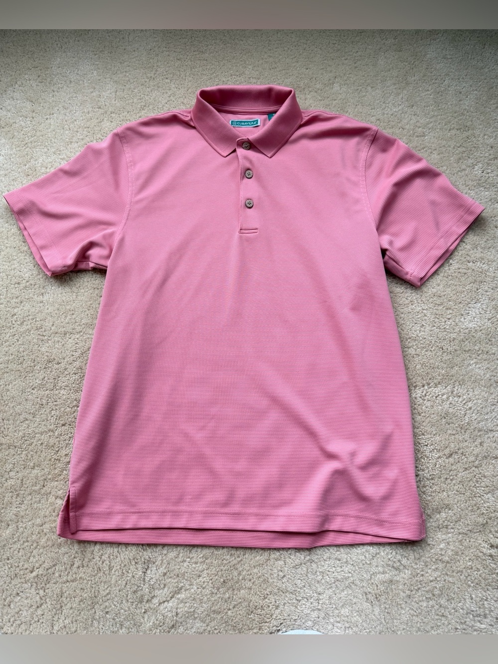 Cubavera Men’s Coral Ribbed Golf Polo Shirt - Size M - EUC - 100% Polyester
